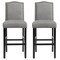 Set of 2 Counter Height Dining Side Barstools with Thick Cushion-Gray